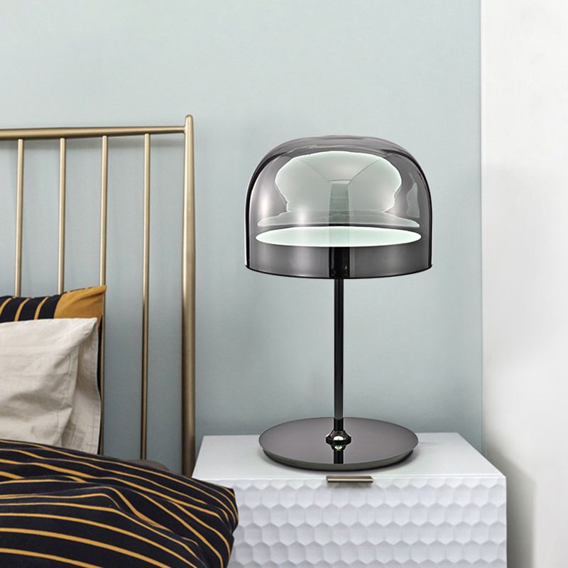 Modern Artistic LED Table Lamp Electroplate Metal Dome Table Light with Glass Shade