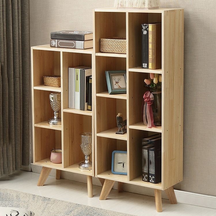 Natural Colour Wooden Standard Bookcase Contemporary Closed Back Bookshelf