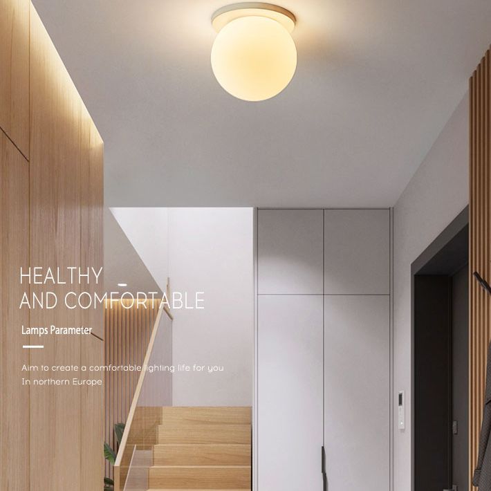 Minimalistische Deckenleuchte, weiße Kugel-Deckenleuchte mit Glasschirm