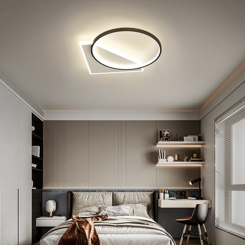 Plafonnier encastré géométrique en métal, LED moderne, proche du plafonnier, noir et blanc