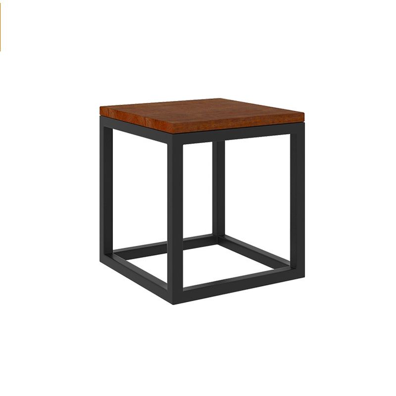 Scandinavian Nesting Coffee Table Set with Solid Wood Top and Iron Base