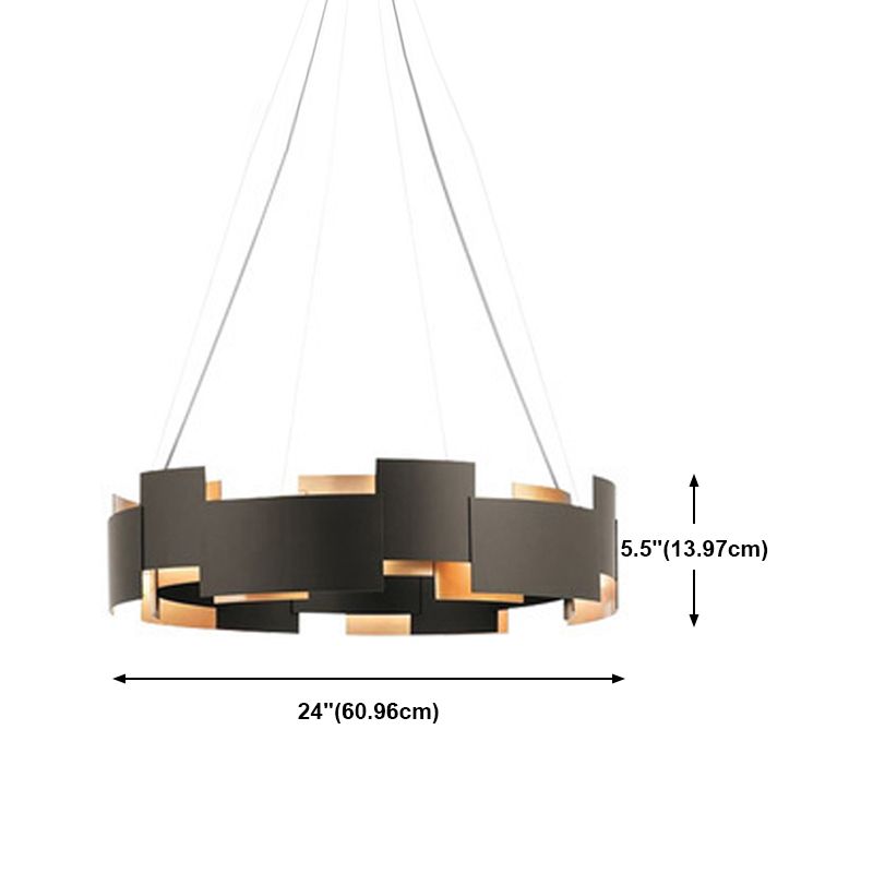 Postmodern Style Metal Chandelier Light Round Shade Pendant Light in Black