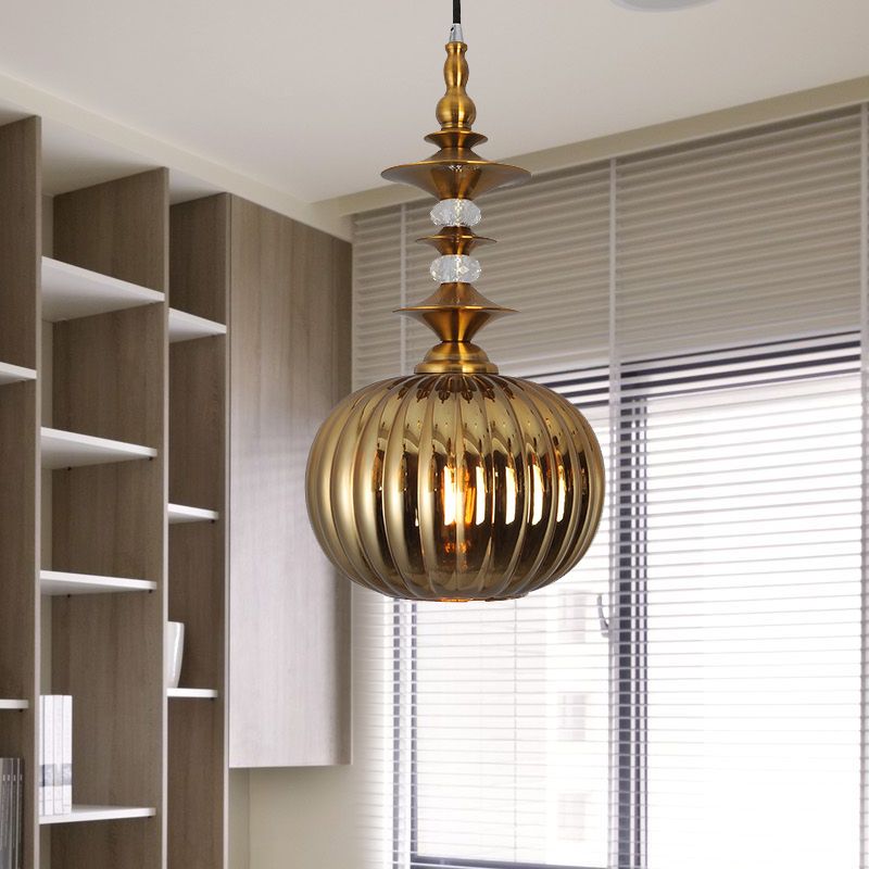 Globe Copper/Chrome/Gold Glass Ceiling Lamp Modernism 1 Head Hanging Lamp Kit for Dining Room