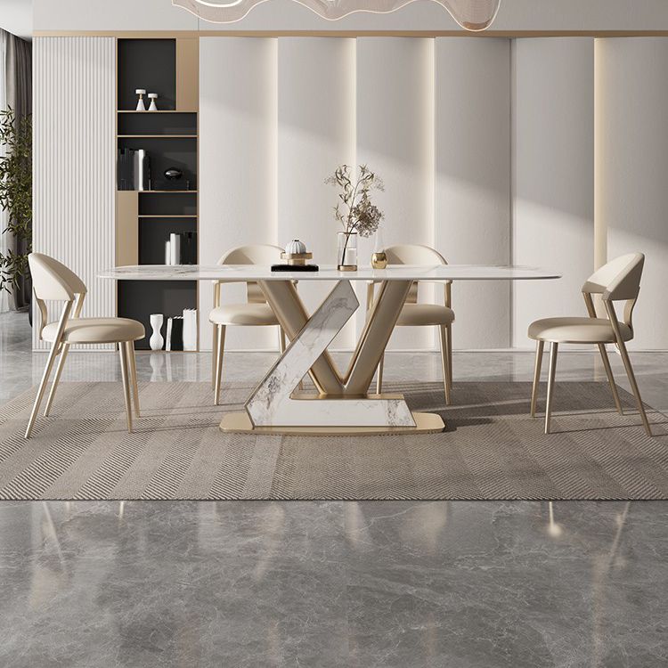 Nordic Glam Sintered Stone Rectangle Table Set 1/4/5/6/7/9 Pieces Dining Set