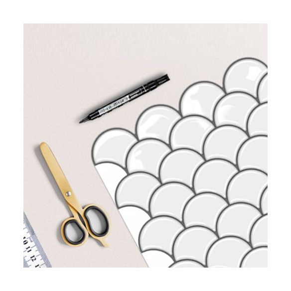 Fish Scale Peel & Stick Field Tile Square Plastic Peel & Stick Mosaic Tile