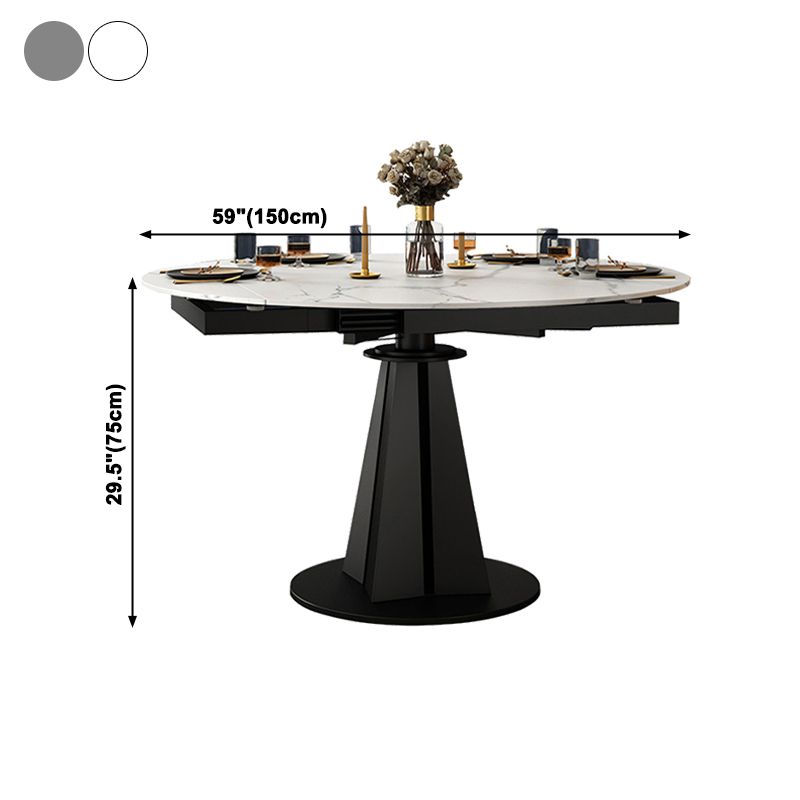 Simplicity Round Dining Table Marble Table with Black Pedestal Base