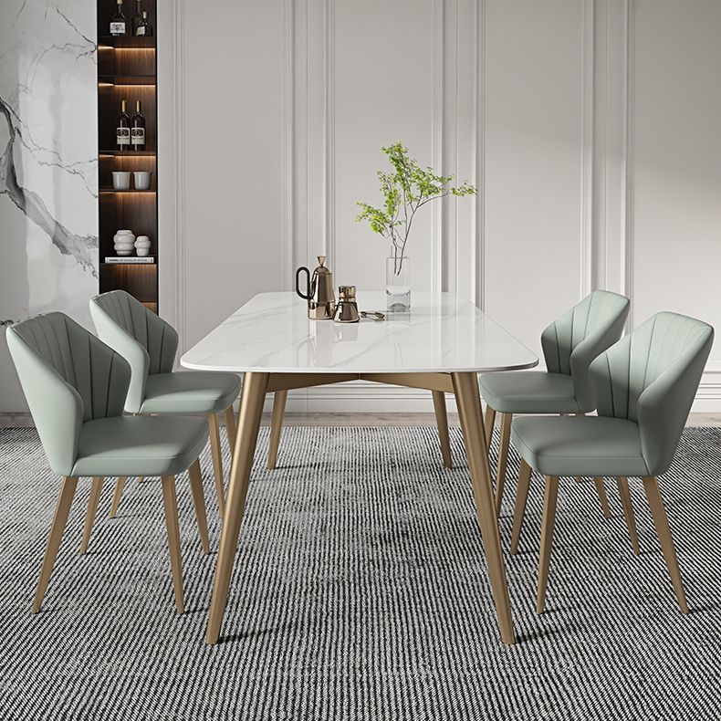Contemporary Table Dining Set with Sintered Stone Table and Upholstered Chairs