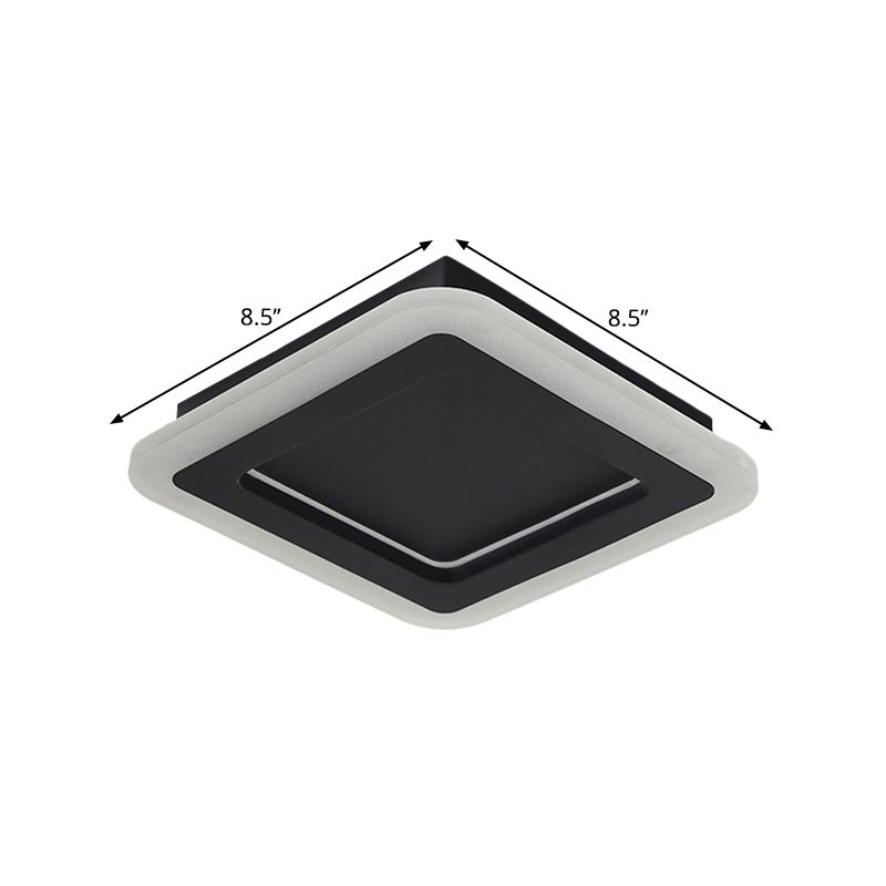 Quadrato Metallo Soffitto Montato Lampada Minimalist LED Nero Flushmount Light in White / Warm Light per Hallway