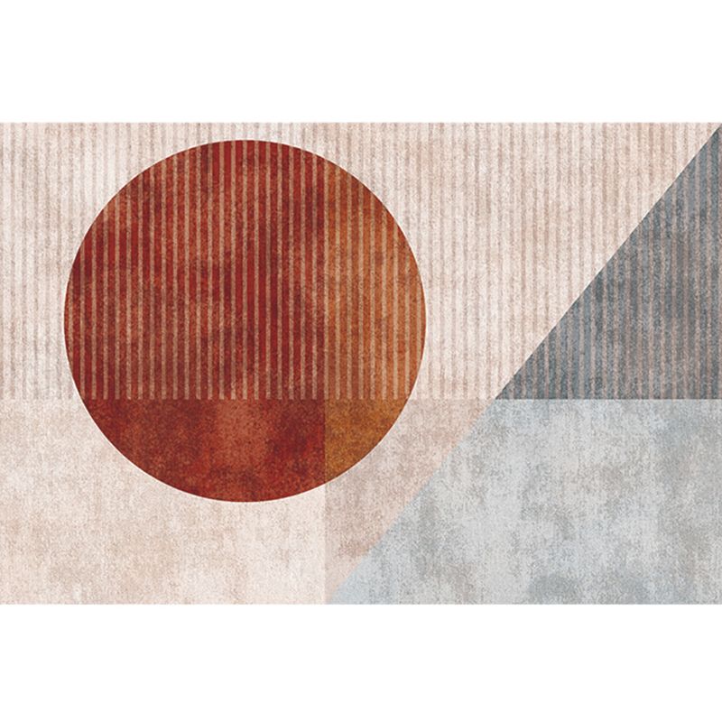Modern Geometric Pattern Carpet Orange Polyester Area Rug Anti-Slip Easy Care Rug for Home Decor