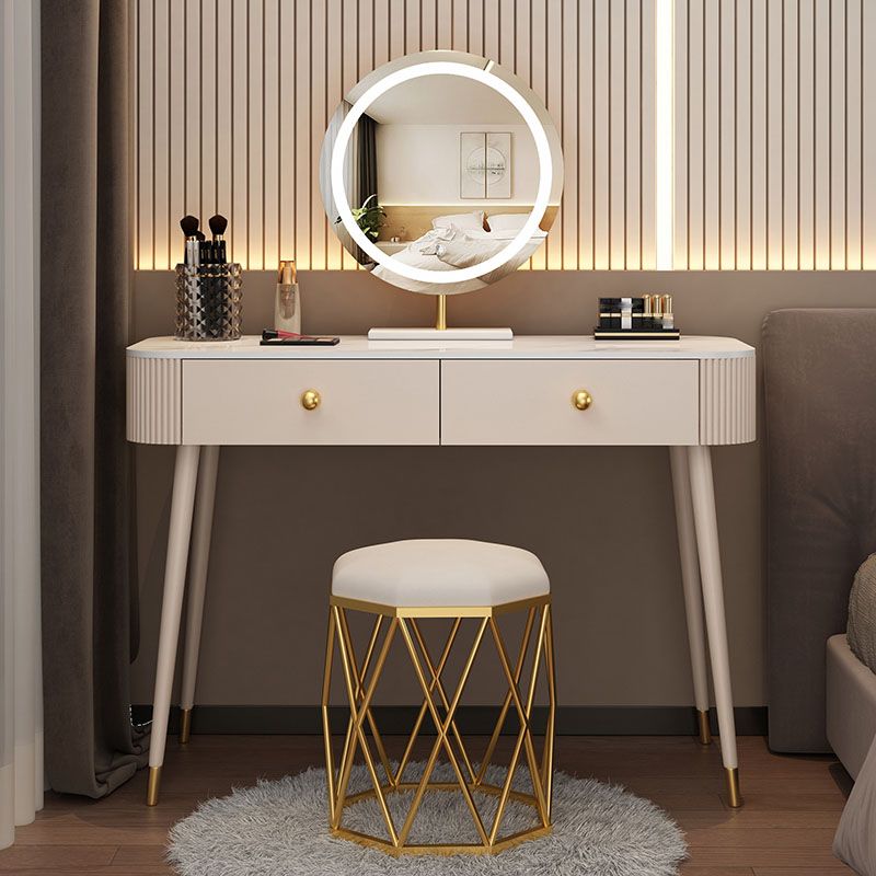 Modern Lighted Mirror Dressing Table Bedroom Makeup Table with Drawer