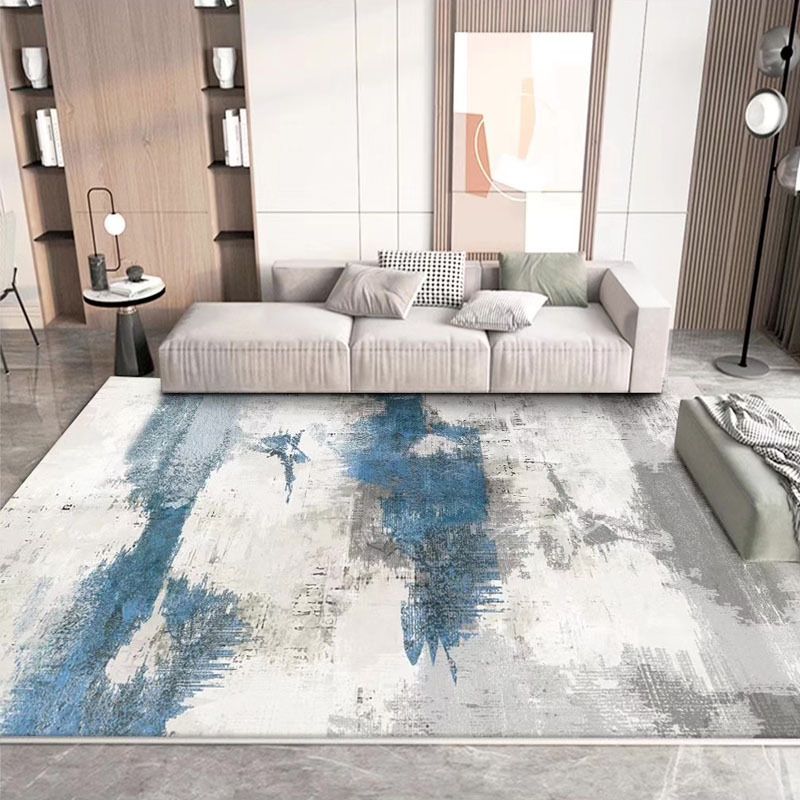 Gray Casual Carpet Polyester Pattern Carpet Non-Slip Backing Carpet for Home Decor