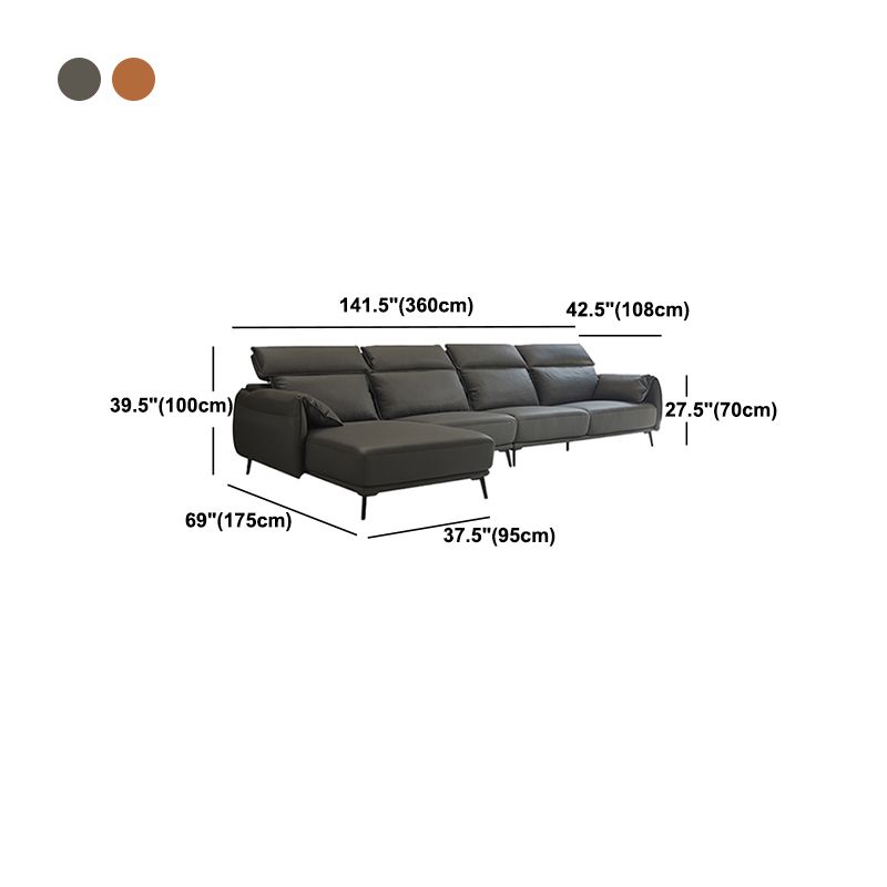 Genuine Leather Sectional Adjustable Pillow Top Arm Sectional Sofa