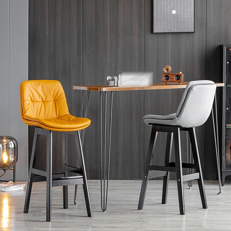Modern Armless Backrest Counter Stool Wood Milk Tea Shop Bar Stool with Leather Cushion