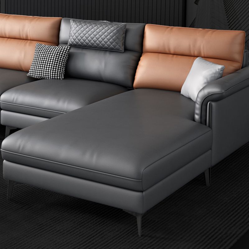 Contemporary Reversible Ottoman Sectional with Pillowed Back for Four People