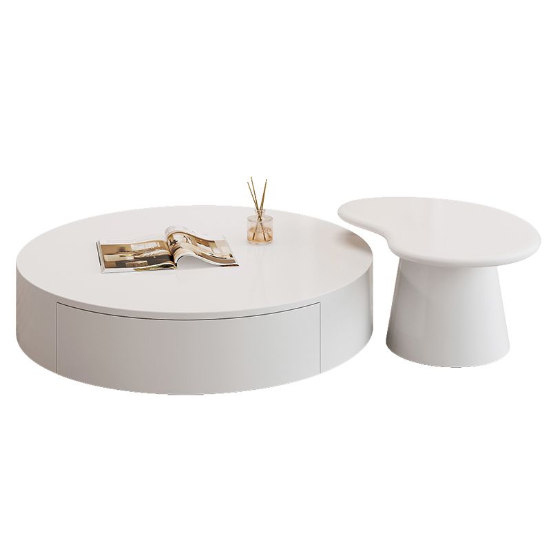 Contemporary Coffee Table White Solid Wood Coffee Cocktail Table