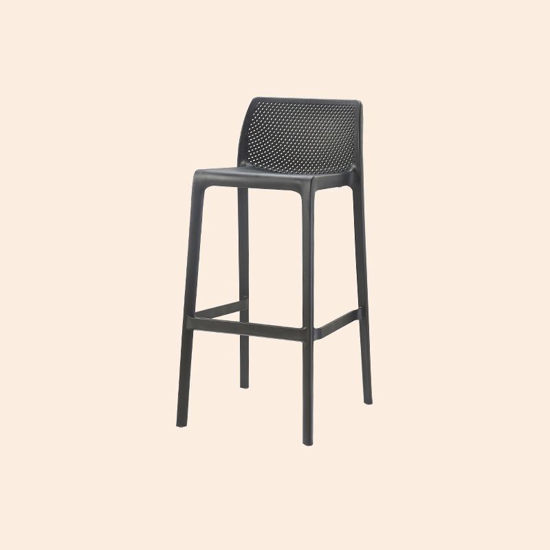 Modern Backrest Armless Counter Stool Plastic Hollowed Cafe Bar Stool with 4 Legs