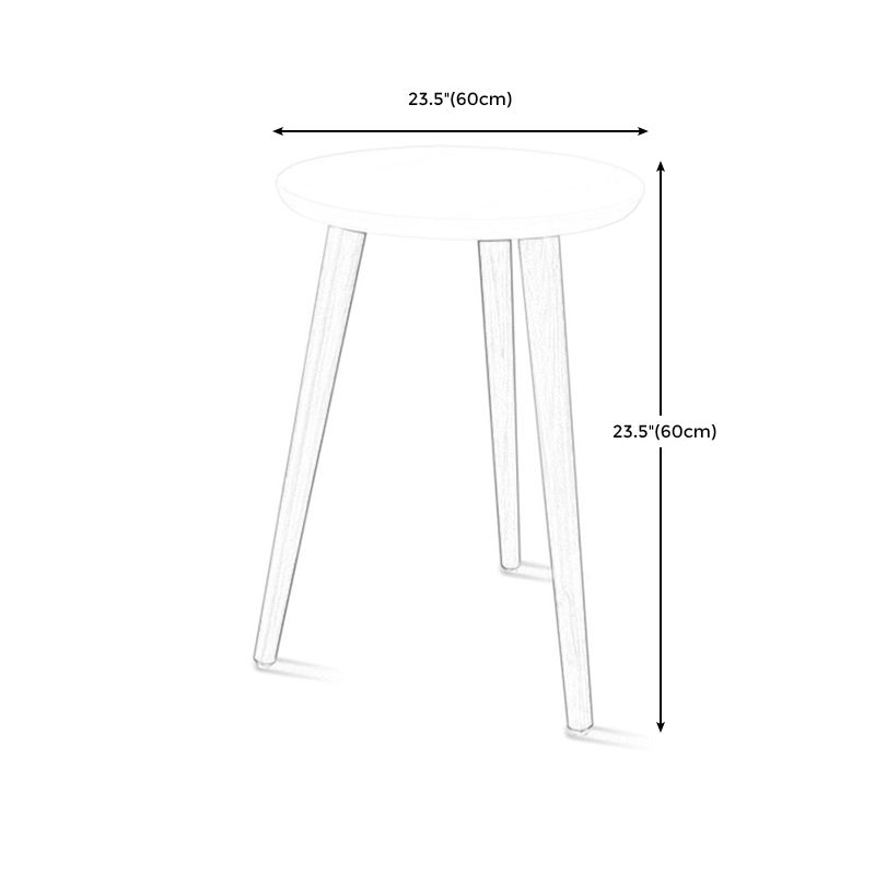 Round Wood Top End Table Contemporary Tripod Sofa Side End Table in Natural/White
