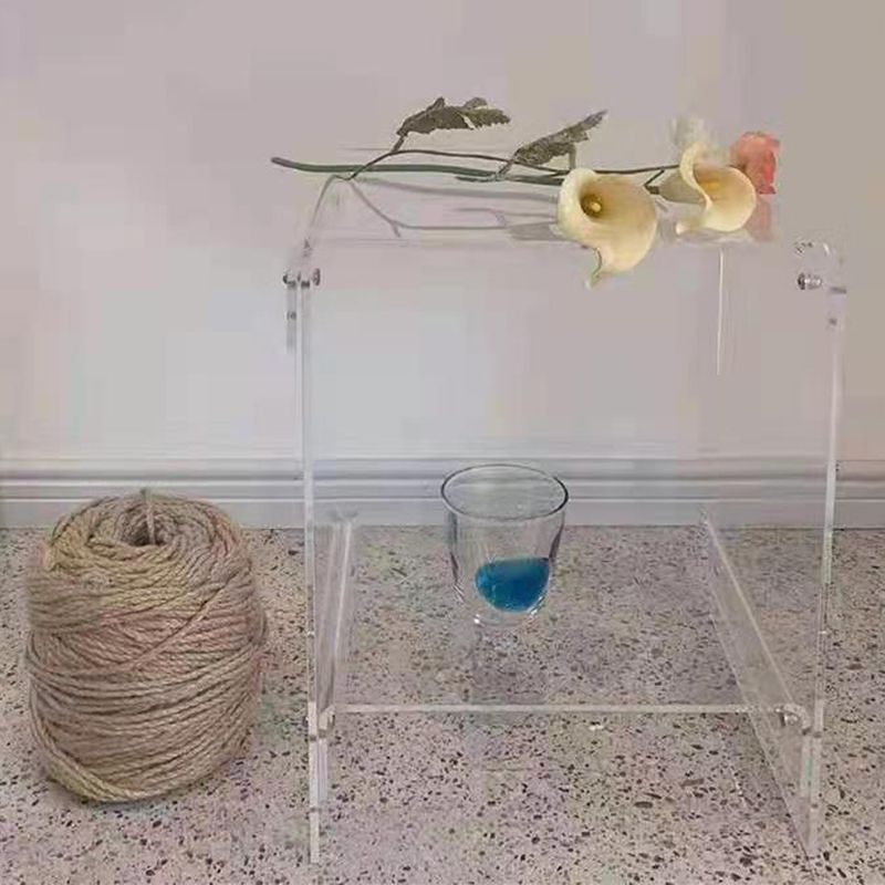 Plastic Side End Table 15.94" Wide Sled Sofa Side Accent Table