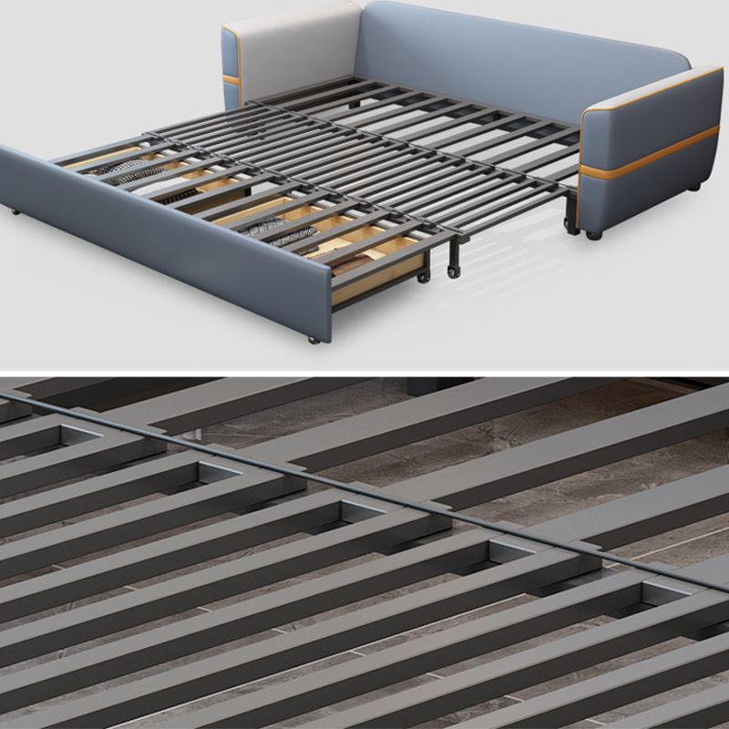 Upholstered Convertible Sofas Faux Leather Sleeper Sofa with Storage