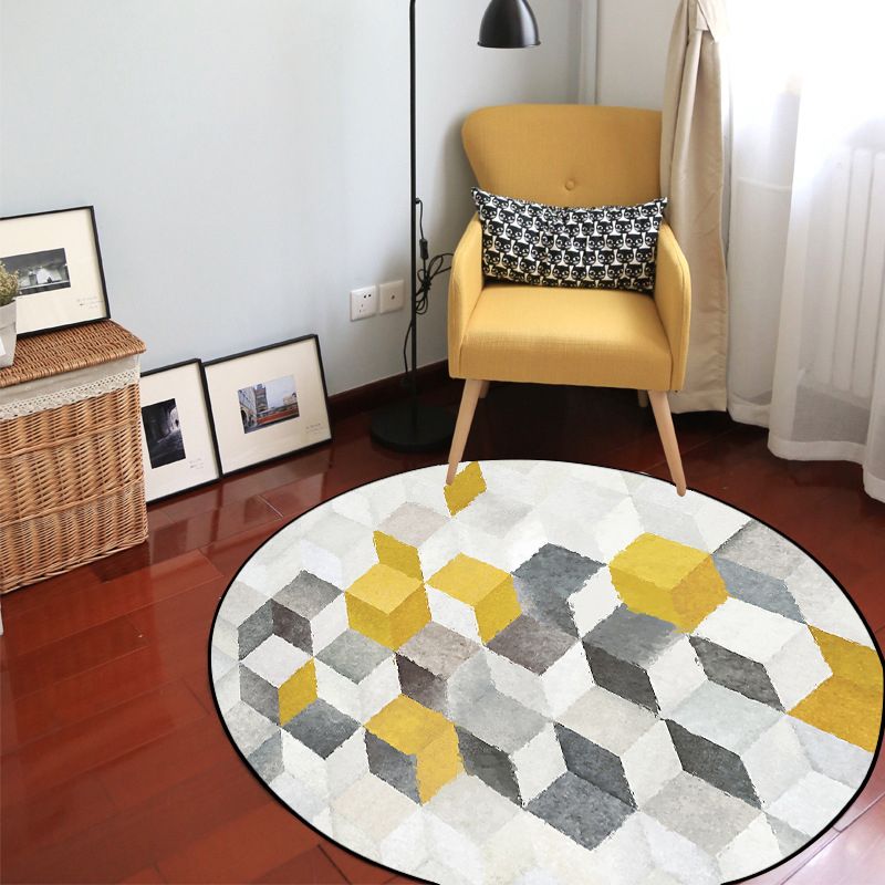 Modern Geometry Indoor Rug Multi Color Polypropylene Rug Non-Slip Backing Machine Washable Stain Resistant Rug for Sitting Room