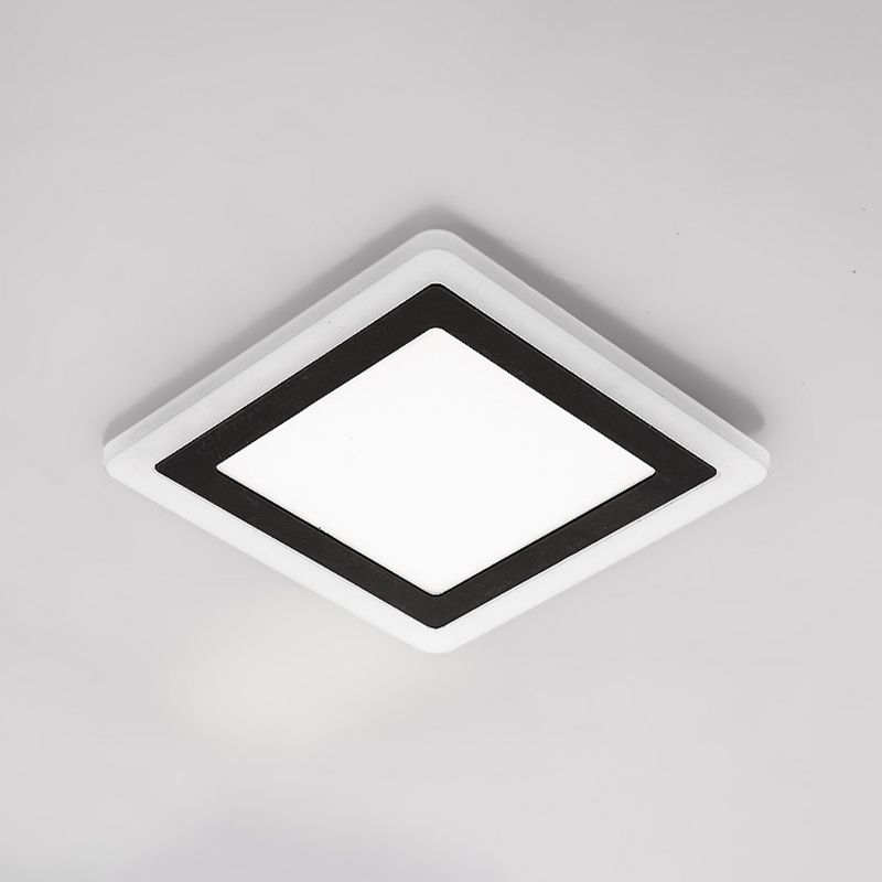 Plafonnier LED de forme carrée en fer moderne, 1 lumière, montage encastré pour allée et balcon