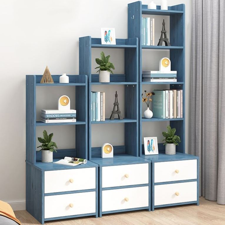 Engineered Wood Bookshelf Open Back Contemporary Bookcase for Home