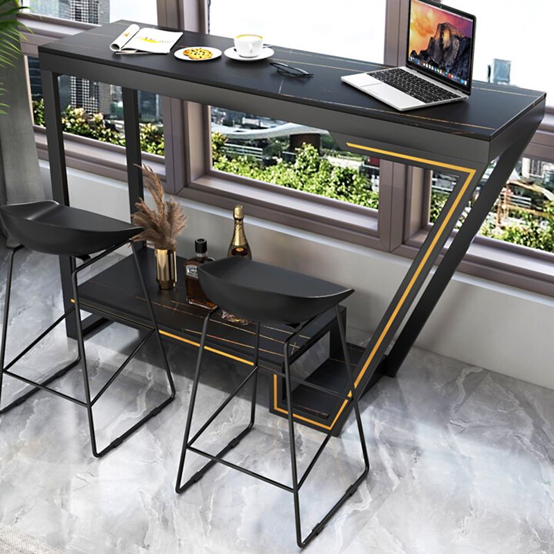 Modern Rectangle Bar Height Table Stone Bar Dining Table for Living Room