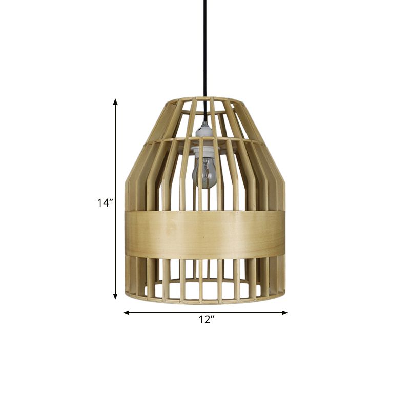 Japonesa japonesa japonesa lámpara de lámpara de madera 1 restaurante ligero de techo colgante en amarillo