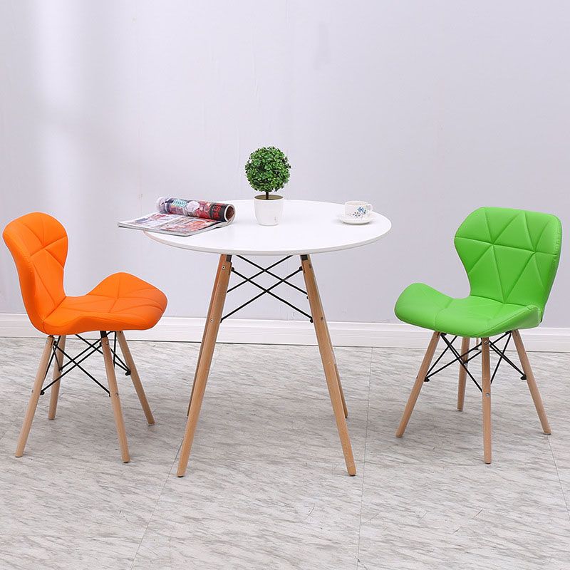 Sedia laterale di faggio contemporanea sedia opaca finitura da pranzo imbottita