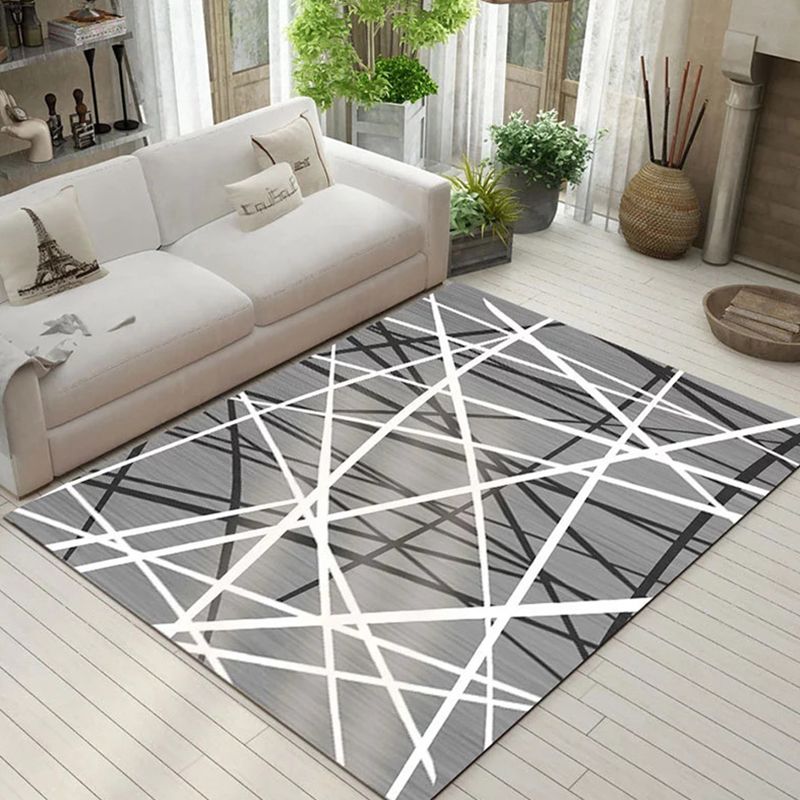 Graphic Rug Polyester Modern Area Rug Stain Resistant Rug for Living Room