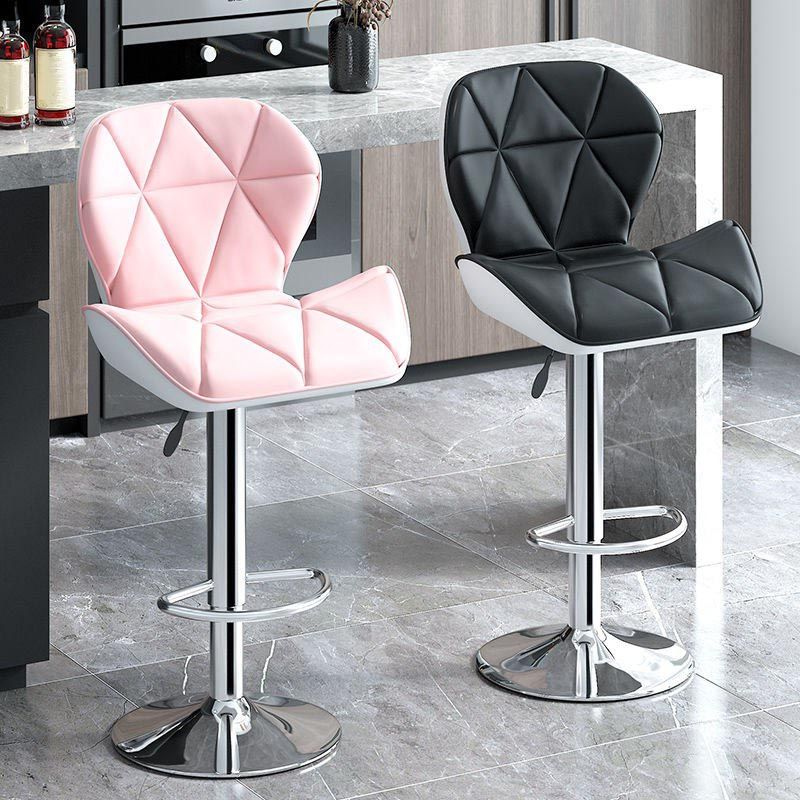 Modern Adjustable Height Swivel Stool Matte Finish Upholstered Bar Stools