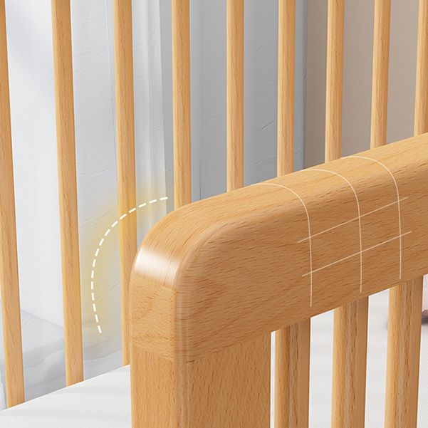 Scandinavian Beech Wood Nursery Bed Natural Nursery Crib with Guardrail