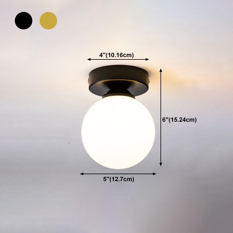 Plafonnier encastré pour allée, plafonnier de style moderne avec abat-jour rond en verre
