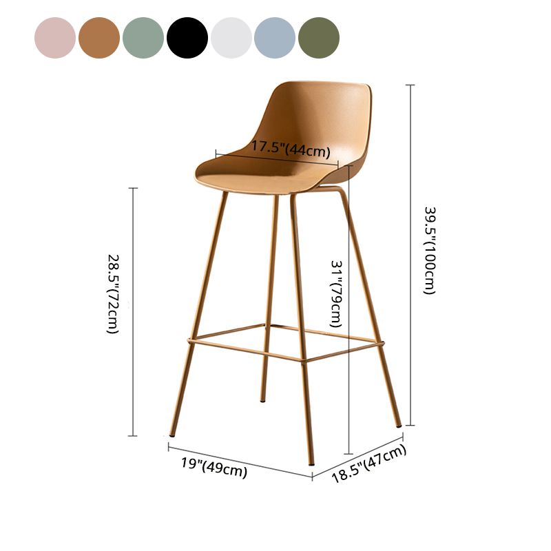 Scandinavian Metal Plastic Counter Stools Low Back Indoor Bar Stool with Bucket Seat