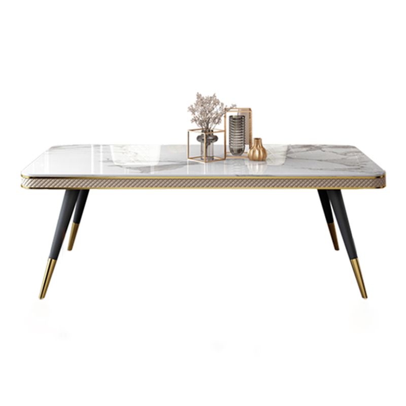 Glam 1/4/5/7 Pieces White Dining Table Set with Sintered Stone Top Rectangle Dinette Set