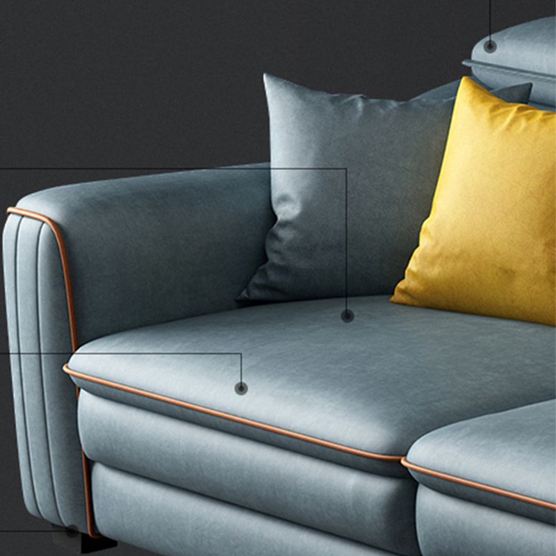 35.43"H Modern Cushion Back Sectional Faux Leather Square Arm Sofa and Chaise