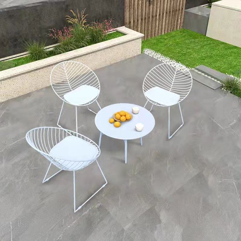 Contemporary Metal Dining Armchair Open Back Patio Dining Armchair