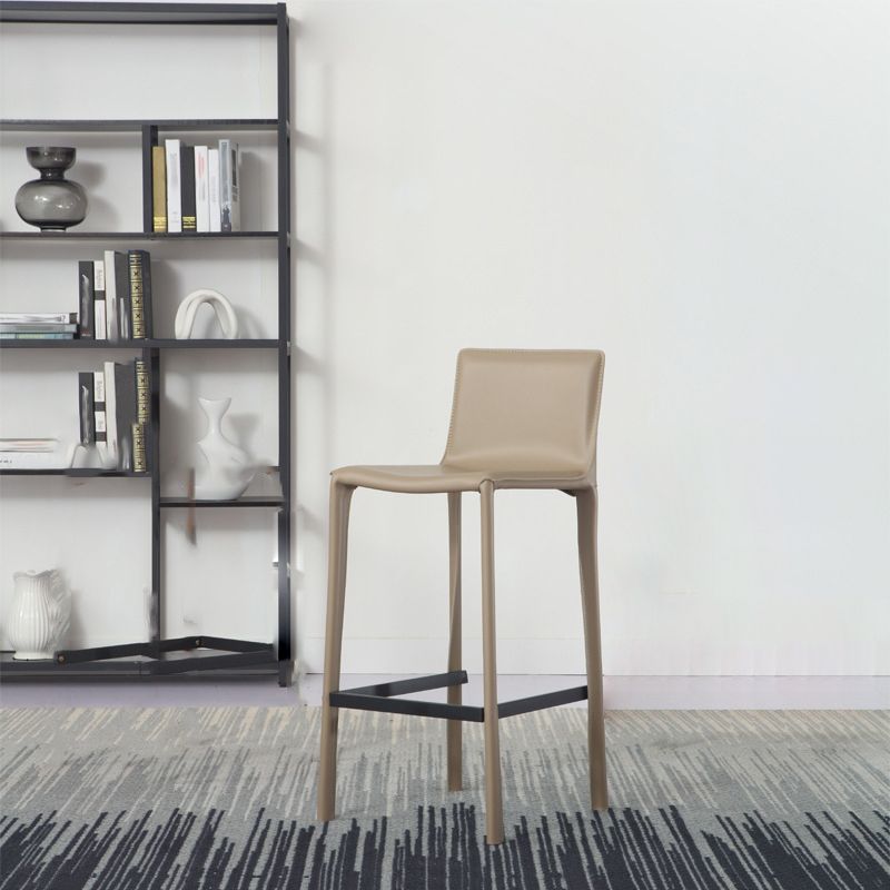Modern Bar-stool Leather Counter Bar Stool with Metal Legs for Kitchen