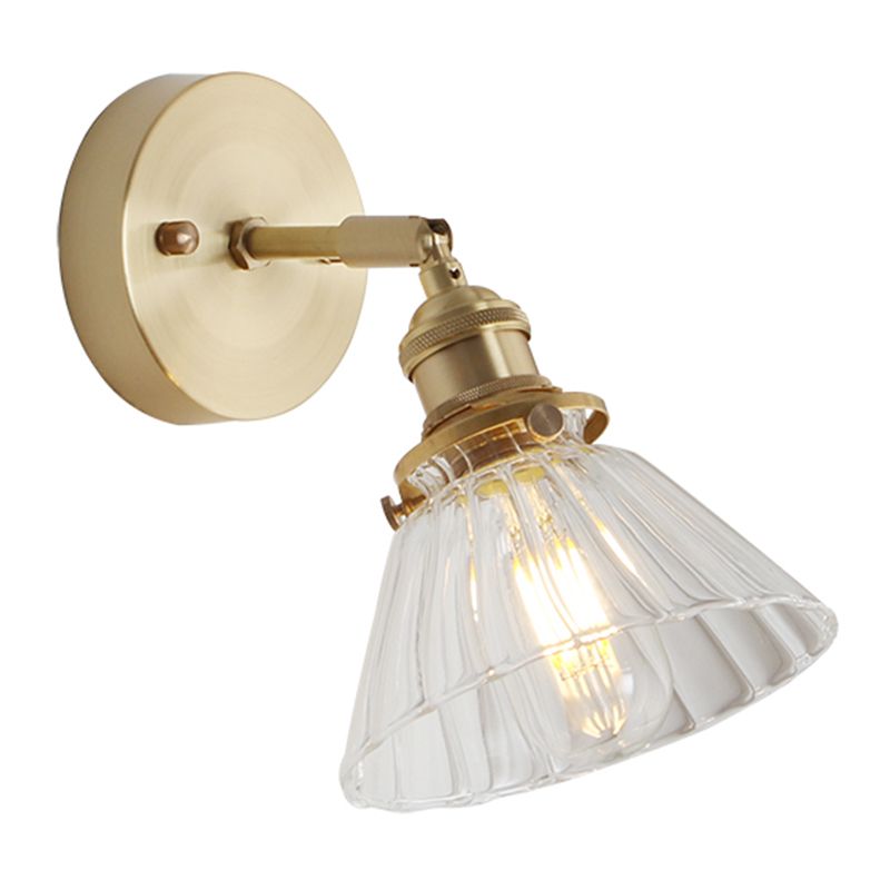 1-Light Cone Wall Light Sconce Industrial Style Glass Wall Mounted Lights