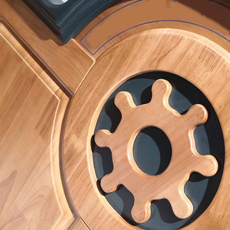 Contemporary Brown Rubber Wood Standard Bed with Panel Headboard