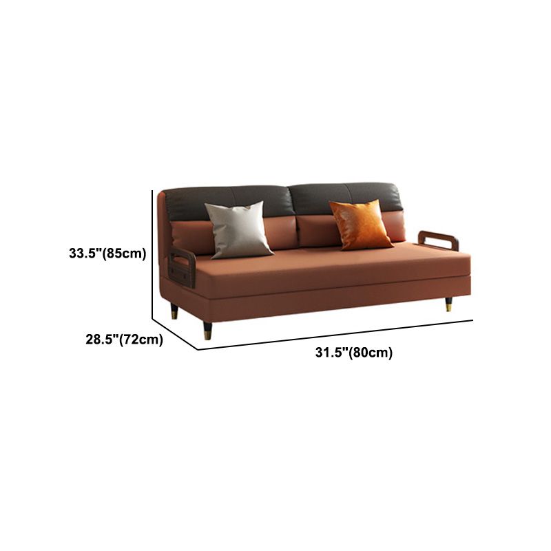 Glam Sewn Pillow Back Standard Armless Living Room Faux Leather Sofa