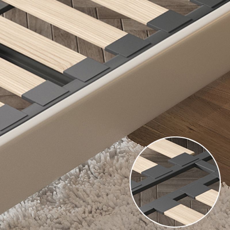 Modern White Panel Bed Wood and Upholstered Bed Frame, 42.5" Tall