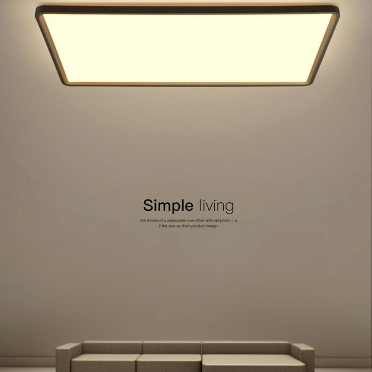 Acrylique simple rectangulaire LED plafonnier style nordique salon encastré noir luminaire