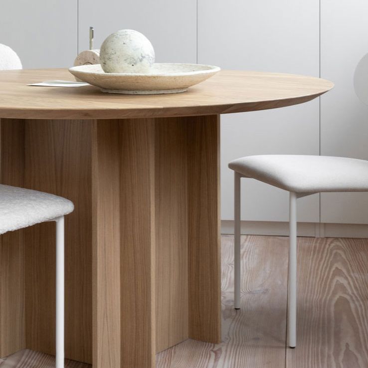 Modern Wood Pedestal Base Table Natural Round Dining Room Kitchen Table