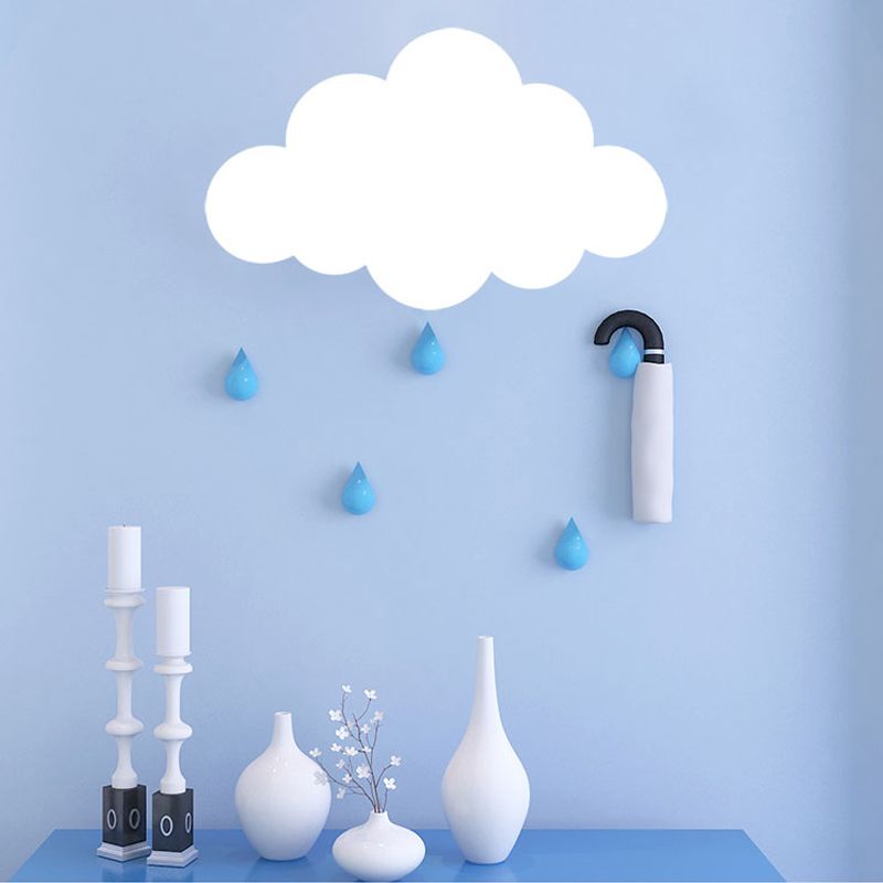 Kids White Finish Sconce Light Cloud Shape Acrylic LED Wall Lamp for Kindergarten Corridor