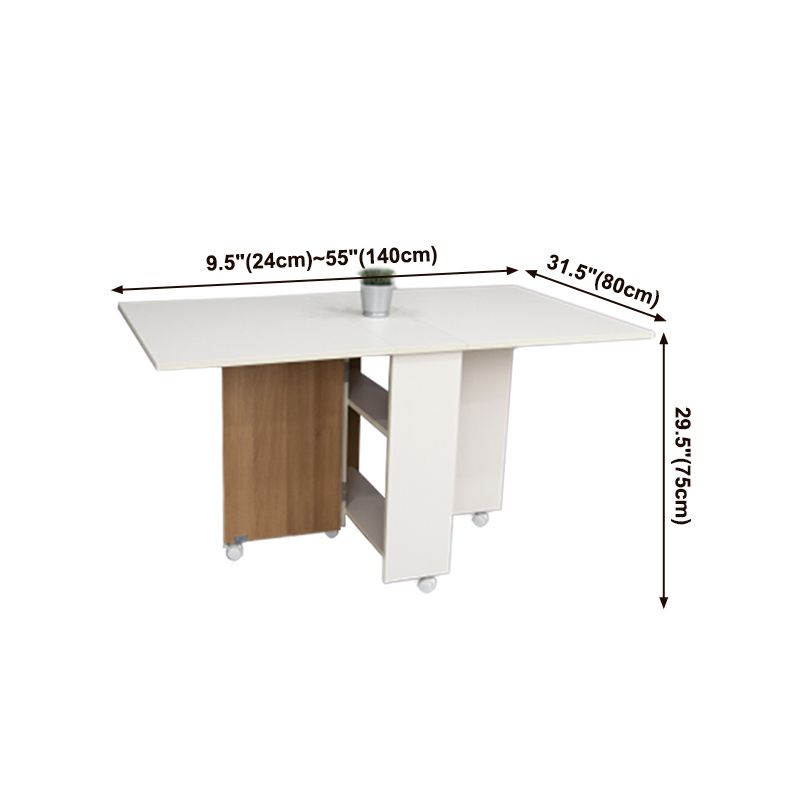 Mesa de madera de madera plegable artificial Mesa rectángulo extensible con base de caballete de almacenamiento