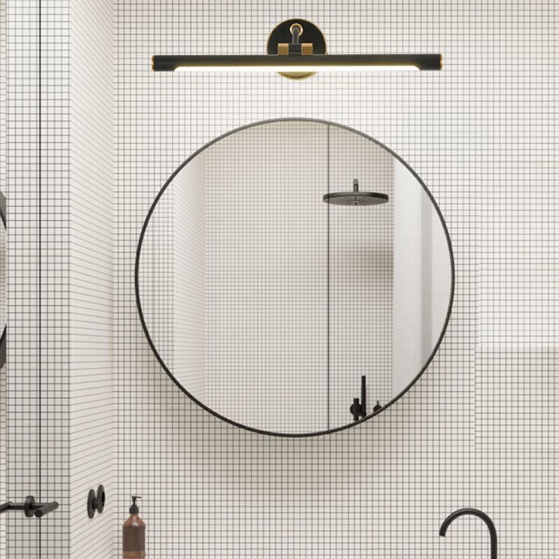 Linear Vanity Light Modern Metal Single Light LED Mirror Light for Bathroom in Black