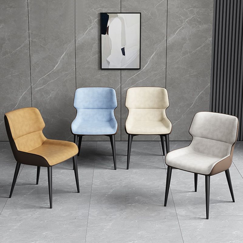 Contemporary Leather Side Chair Wingback Side Chair for Dining Room