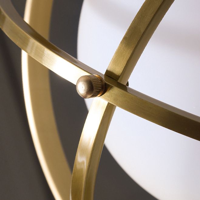 11" Wide Full Copper Triple Rings Lighting Pendant White Glass Shade Suspension Lamp in Gold