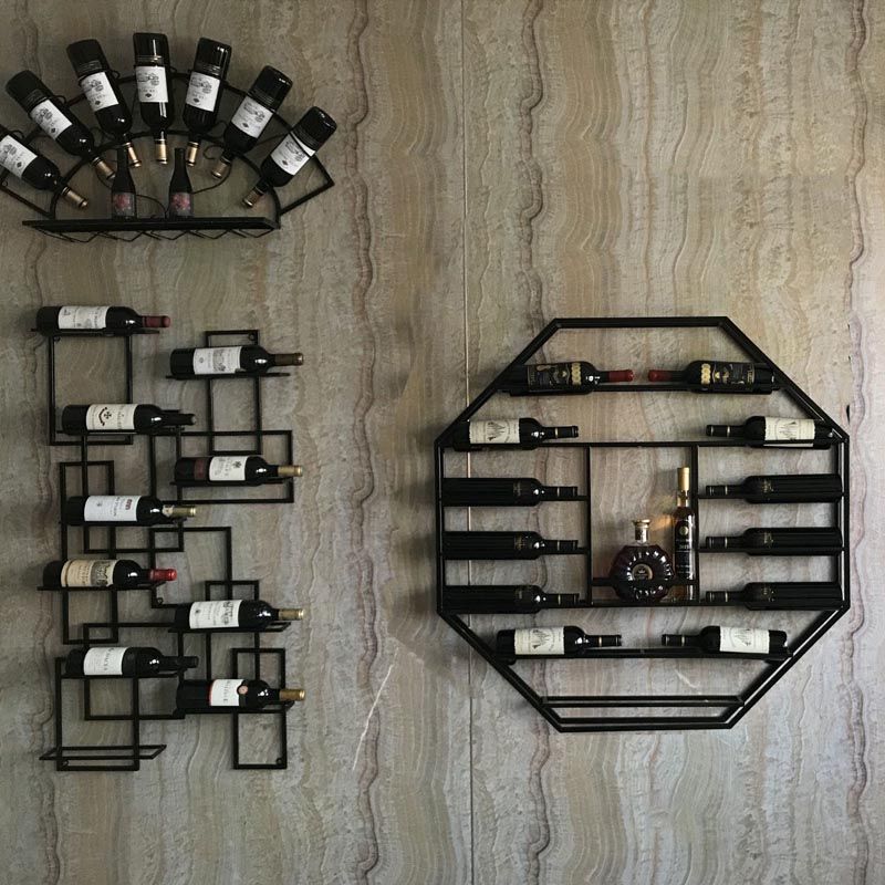 Industrial Wall Mounted Bottle Wine Rack Metal Wine Rack Bottle in Brass